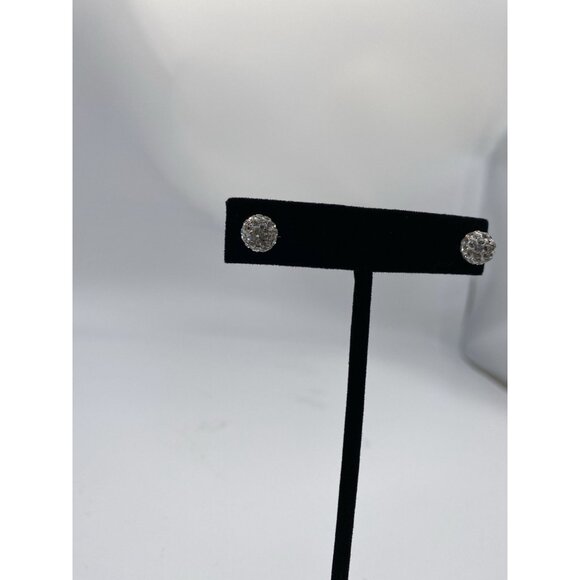 Flower Bud Ball Stud Earrings Diamond Crystal Hypoallergenic Ear Studs 8mm‎ - Picture 5 of 6